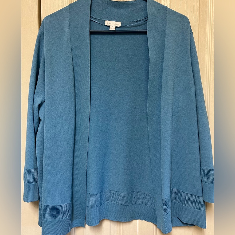 Open front 3/4 length sleeve cardigan